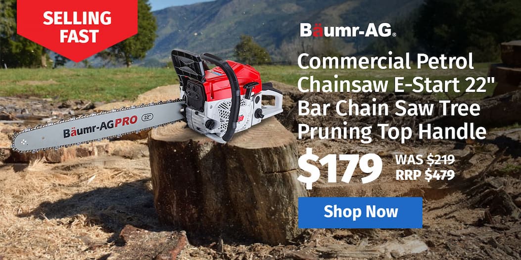 BAUMR-AG Commercial Petrol Chainsaw E-Start 22" Bar Chain Saw Tree Pruning Top Handle