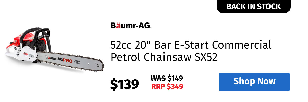 BAUMR-AG 52cc 20" Bar E-Start Commercial Petrol Chainsaw SX52