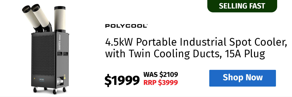 POLYCOOL 4.5kW Portable Industrial Spot Cooler, with Twin Cooling Ducts, 15A Plug