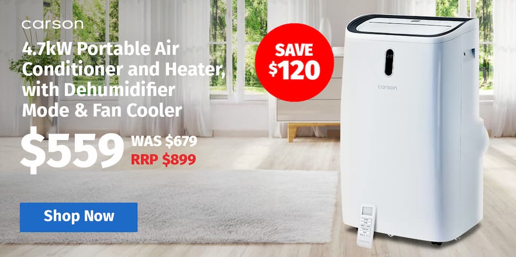 CARSON 4.7kW Portable Air Conditioner and Heater, with Dehumidifier Mode & Fan Cooler
