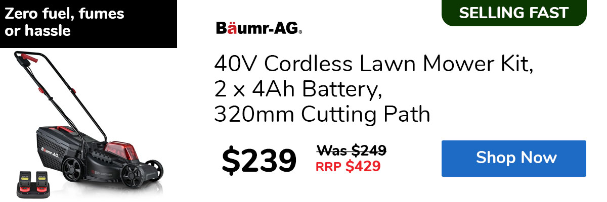40V Cordless Lawn Mower Kit, 2 x 4Ah Battery, 320mm Cutting Path