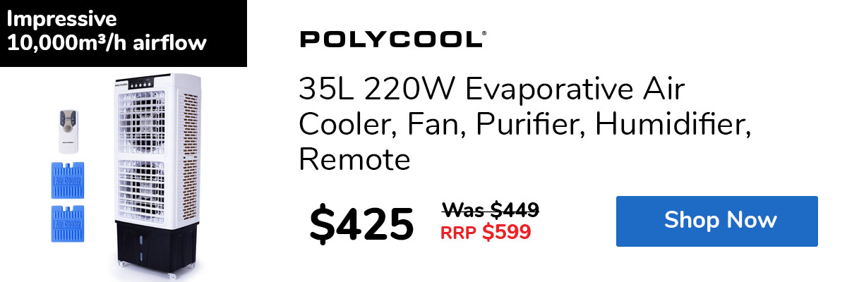 35L 220W Evaporative Air Cooler, Fan, Purifier, Humidifier, Remote