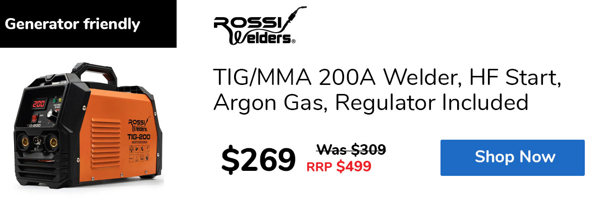 TIG/MMA 200A Welder, HF Start, Argon Gas, Regulator Included