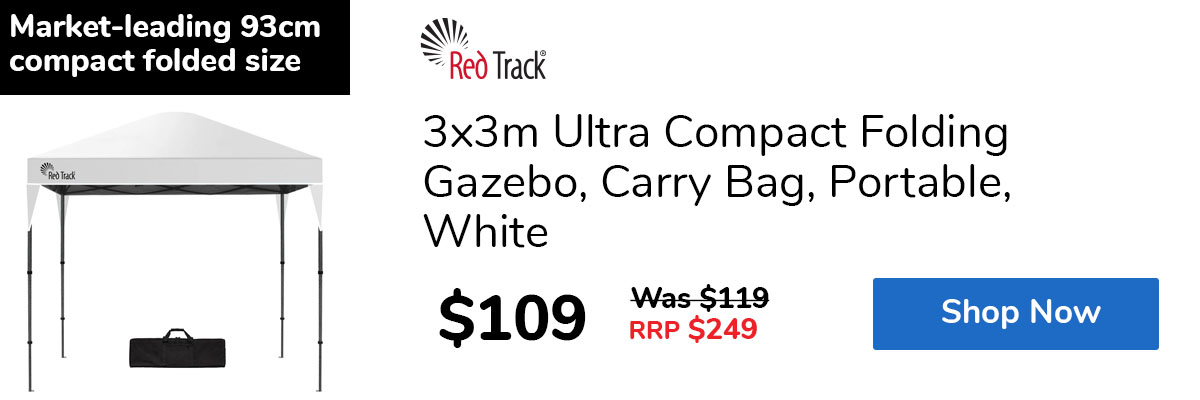 3x3m Ultra Compact Folding Gazebo, Carry Bag, Portable, White