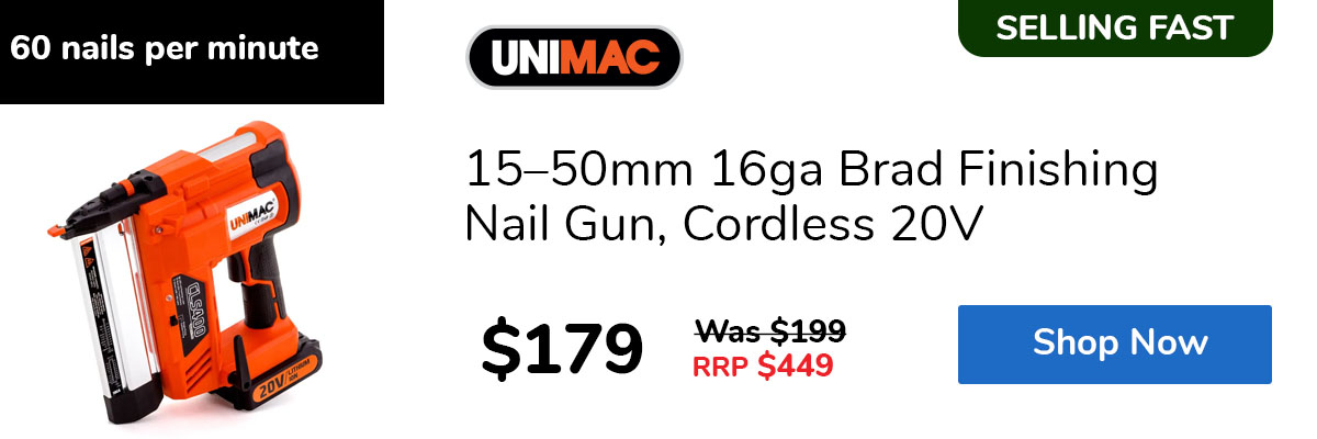 15–50mm 16ga Brad Finishing Nail Gun, Cordless 20V