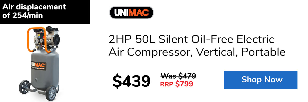 2HP 50L Silent Oil-Free Electric Air Compressor, Vertical, Portable
