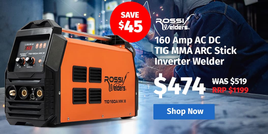 ROSSI 160 Amp AC DC TIG MMA ARC Stick Inverter Welder, Ideal for Aluminium and Copper Welding, 15A Plug