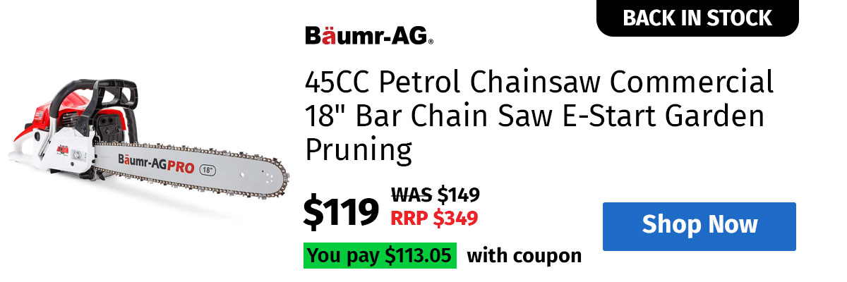 BAUMR-AG 45CC Petrol Chainsaw Commercial 18" Bar Chain Saw E-Start Garden Pruning