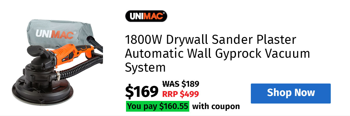 UNIMAC 1800W Drywall Sander Plaster Automatic Wall Gyprock Vacuum System