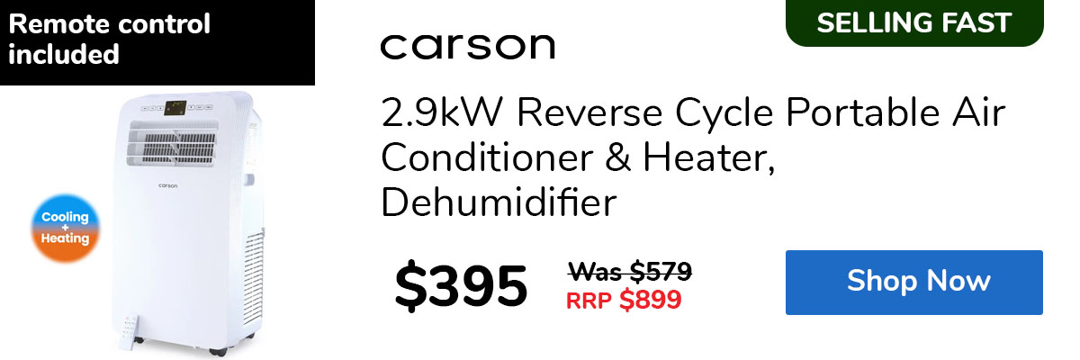 2.9kW Reverse Cycle Portable Air Conditioner & Heater, Dehumidifier