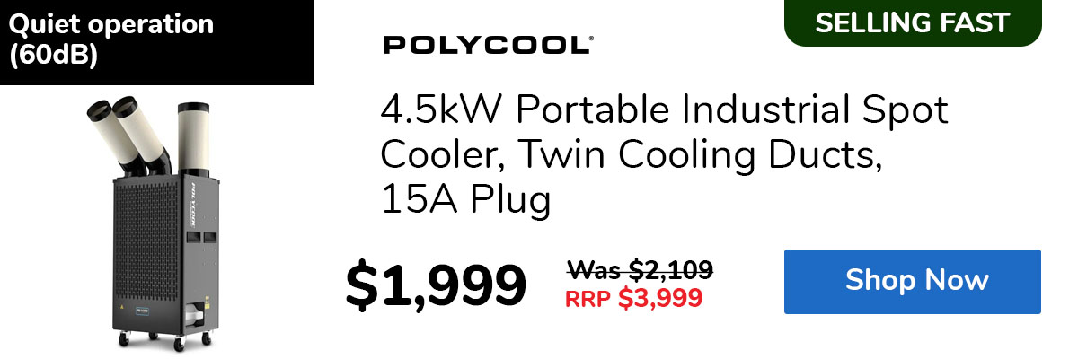 4.5kW Portable Industrial Spot Cooler, Twin Cooling Ducts, 15A Plug
