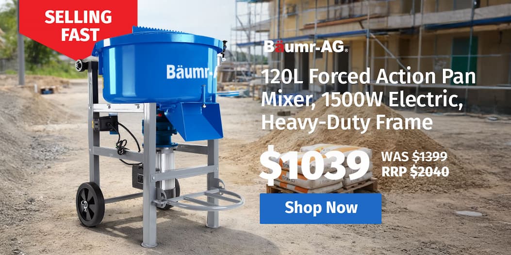 BAUMR-AG 120L Forced Action Pan Mixer, 1500W Electric, Heavy-Duty Frame