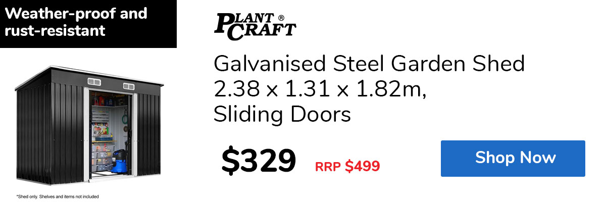 Galvanised Steel Garden Shed 2.38 x 1.31 x 1.82m, Sliding Doors