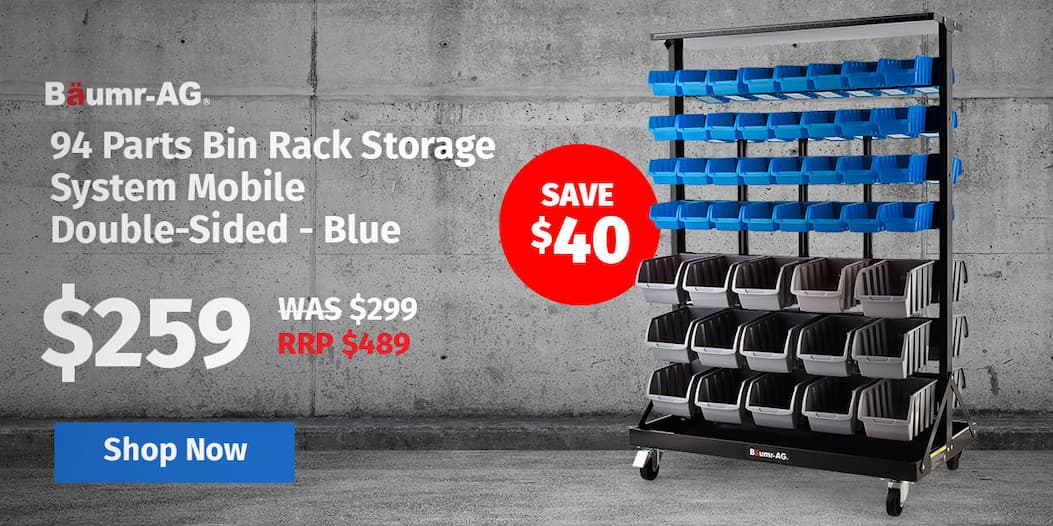 BAUMR-AG 94 Parts Bin Rack Storage System Mobile Double-Sided - Blue