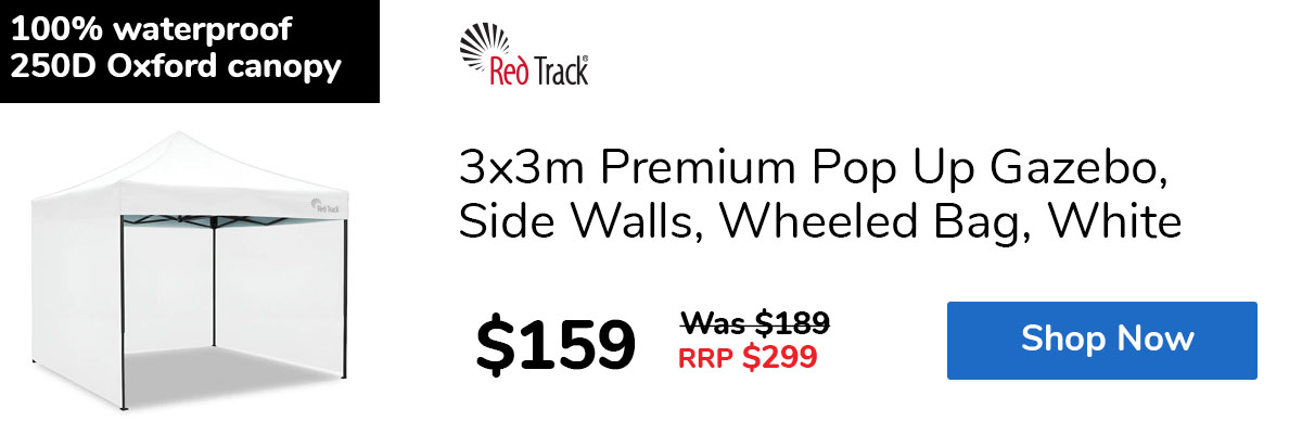 3x3m Premium Pop Up Gazebo, Side Walls, Wheeled Bag, White