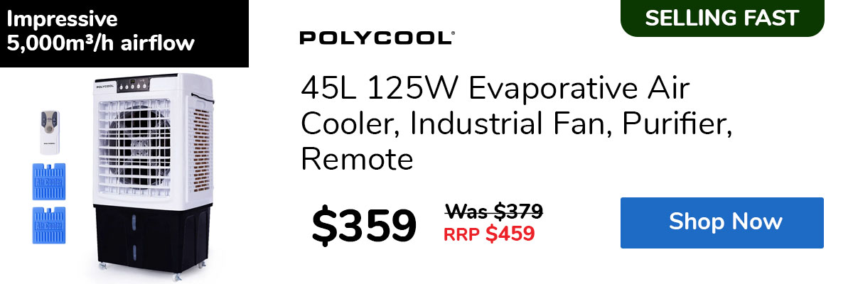 45L 125W Evaporative Air Cooler, Industrial Fan, Purifier, Remote