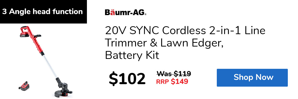 20V SYNC Cordless 2-in-1 Line Trimmer & Lawn Edger, Battery Kit
