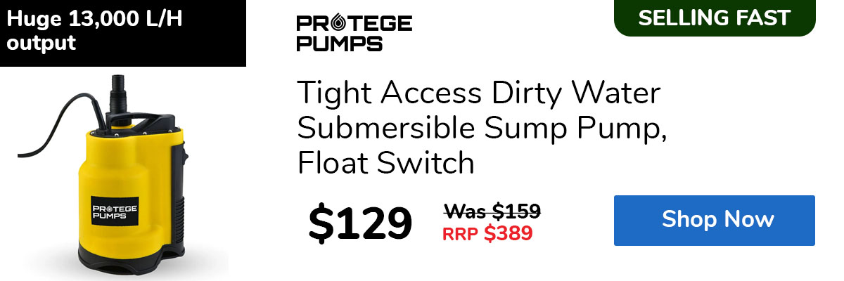 Tight Access Dirty Water Submersible Sump Pump, Float Switch