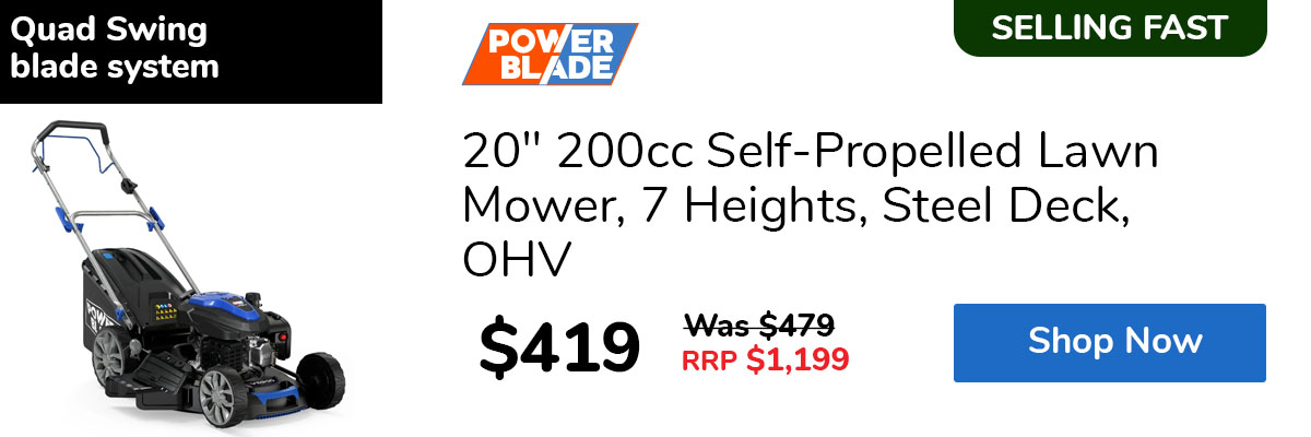 20" 200cc Self-Propelled Lawn Mower, 7 Heights, Steel Deck, OHV