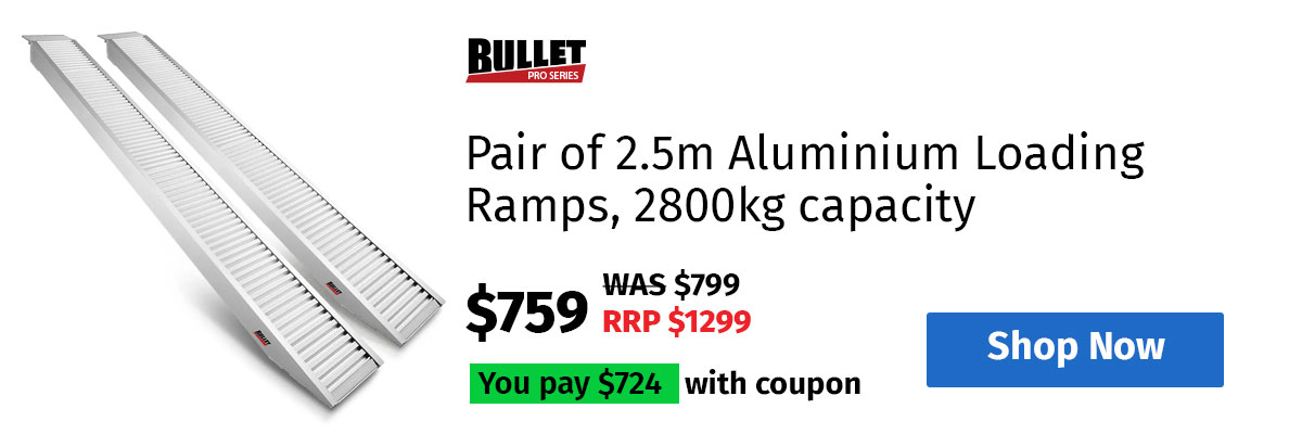 BULLET Pair of 2.5m Aluminium Loading Ramps, 2800kg capacity