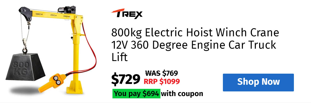 T-REX 800kg Electric Hoist Winch Crane 12V 360 Degree Engine Car Truck Lift NEW