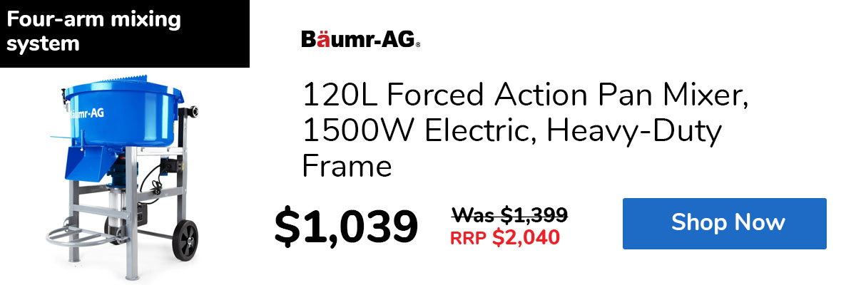 120L Forced Action Pan Mixer, 1500W Electric, Heavy-Duty Frame