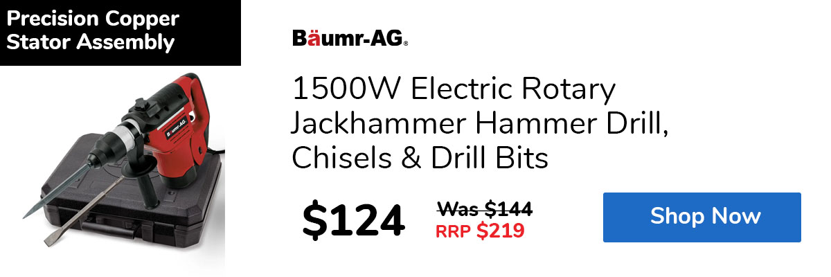 1500W Electric Rotary Jackhammer Hammer Drill, Chisels & Drill Bits