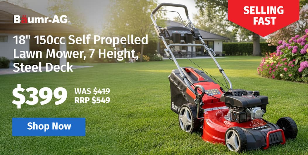 BAUMR-AG 18" 150cc Self Propelled Lawn Mower, 7 Height, Steel Deck, Cup Holders, 4-Stroke Petrol Lawnmower - 740SX