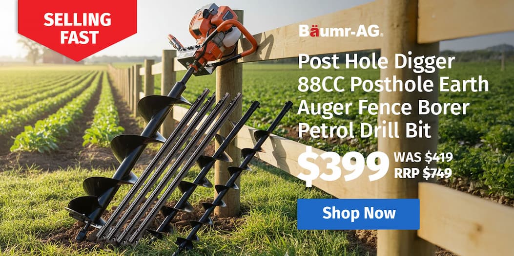 BAUMR-AG Post Hole Digger 88CC Posthole Earth Auger Fence Borer Petrol Drill Bit