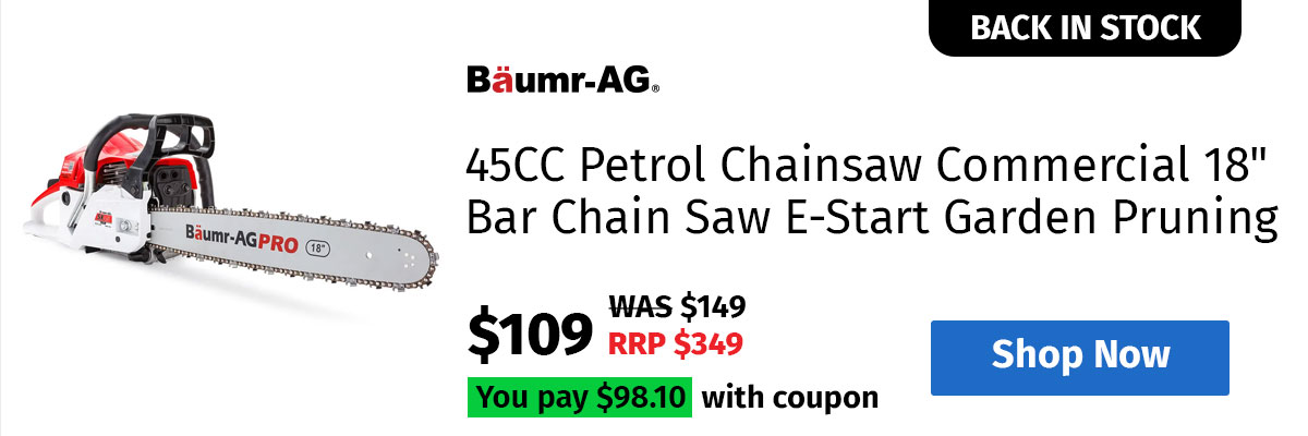 BAUMR-AG 45CC Petrol Chainsaw Commercial 18" Bar Chain Saw E-Start Garden Pruning