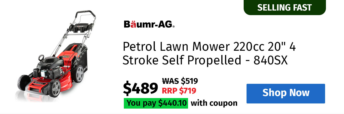 BAUMR-AG Petrol Lawn Mower 220cc 20" 4 Stroke Self Propelled - 840SX
