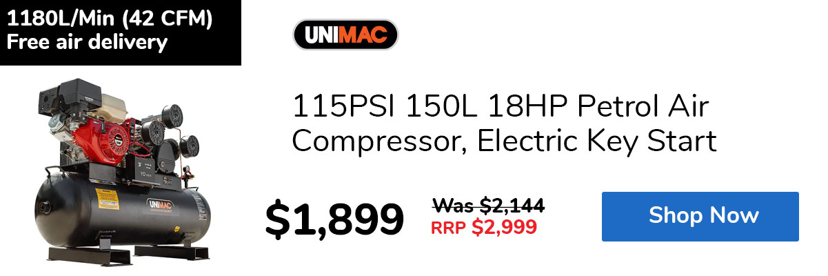 115PSI 150L 18HP Petrol Air Compressor, Electric Key Start