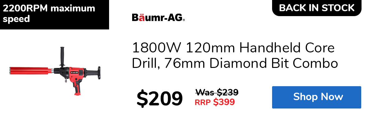 1800W 120mm Handheld Core Drill, 76mm Diamond Bit Combo