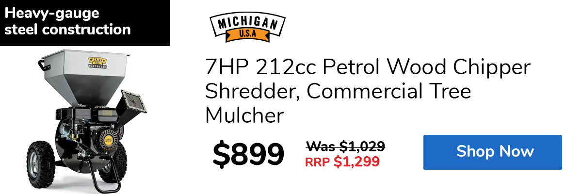 7HP 212cc Petrol Wood Chipper Shredder, Commercial Tree Mulcher