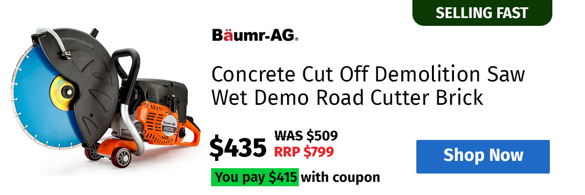 Baumr-AG Concrete Cut Off Demolition Saw Wet Demo Road Cutter Brick
