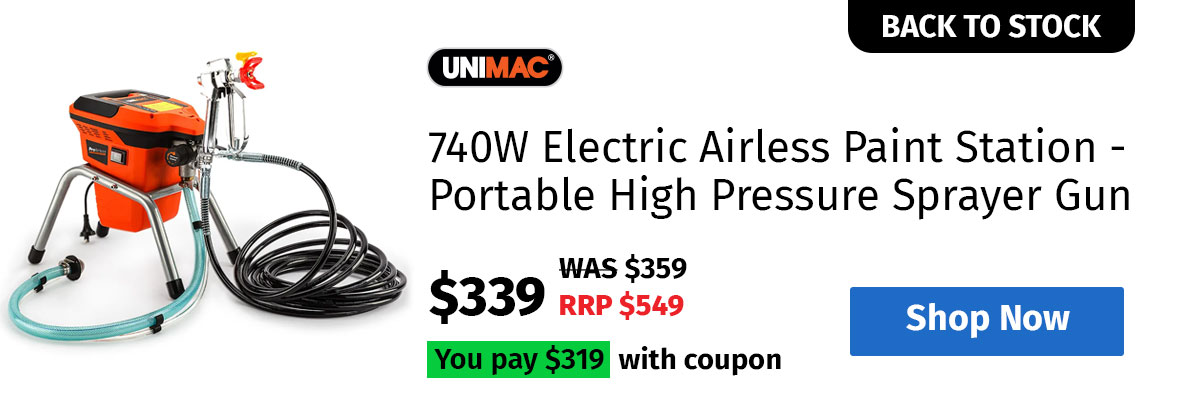 UNIMAC 740W Electric Airless Paint Station - Portable High Pressure Sprayer Gun