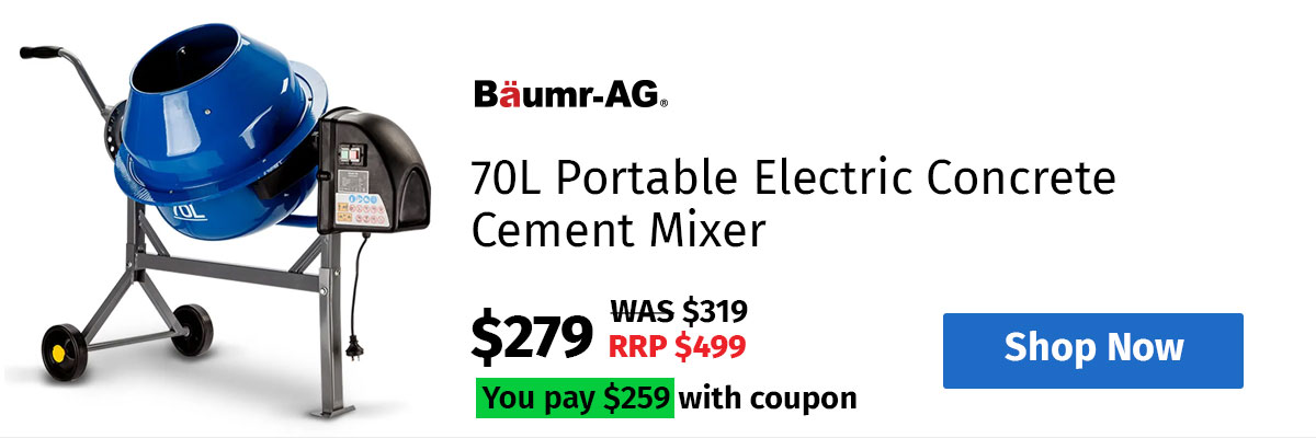 Baumr-AG  70L Portable Electric Concrete Cement Mixer