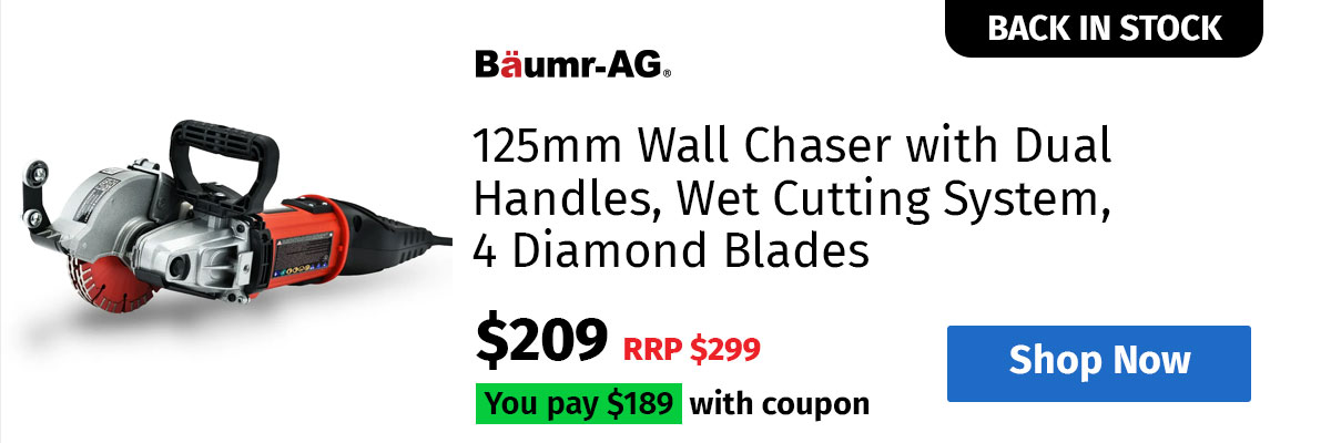 BAUMR-AG 125mm Wall Chaser with Dual Handles, Wet Cutting System, 4 Diamond Blades