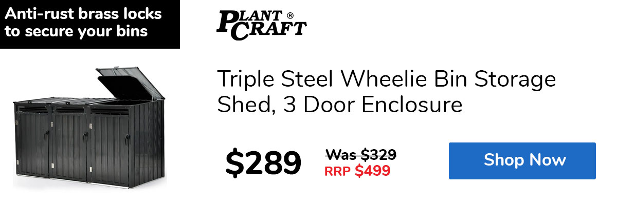 Triple Steel Wheelie Bin Storage Shed, 3 Door Enclosure