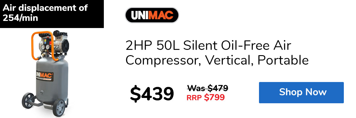 2HP 50L Silent Oil-Free Air Compressor, Vertical, Portable