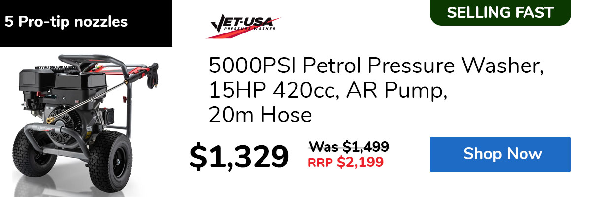 5000PSI Petrol Pressure Washer, 15HP 420cc, AR Pump, 20m Hose