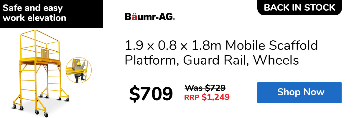 1.9 x 0.8 x 1.8m Mobile Scaffold Platform, Guard Rail, Wheels