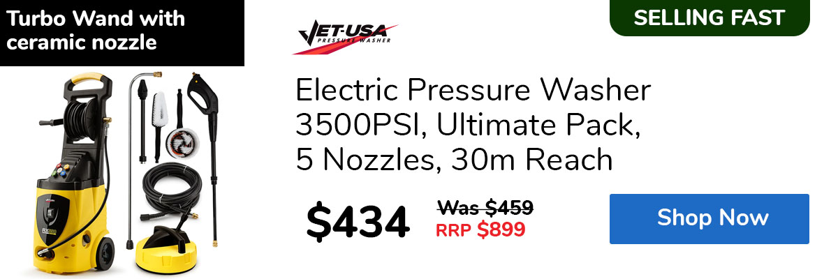 Electric Pressure Washer 3500PSI, Ultimate Pack, 5 Nozzles, 30m Reach