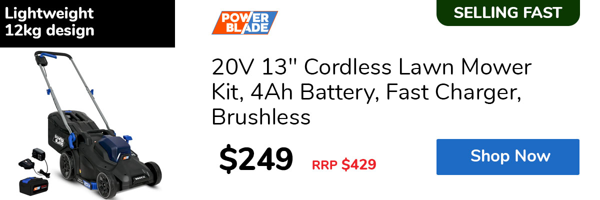 20V 13" Cordless Lawn Mower Kit, 4Ah Battery, Fast Charger, Brushless