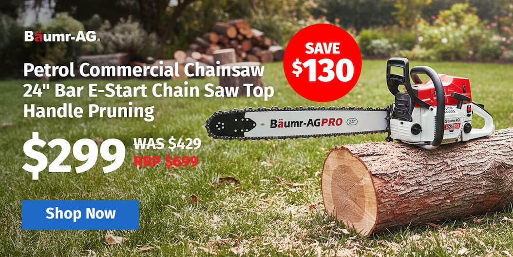 BAUMR-AG Petrol Commercial Chainsaw 24" Bar E-Start Chain Saw Top Handle Pruning