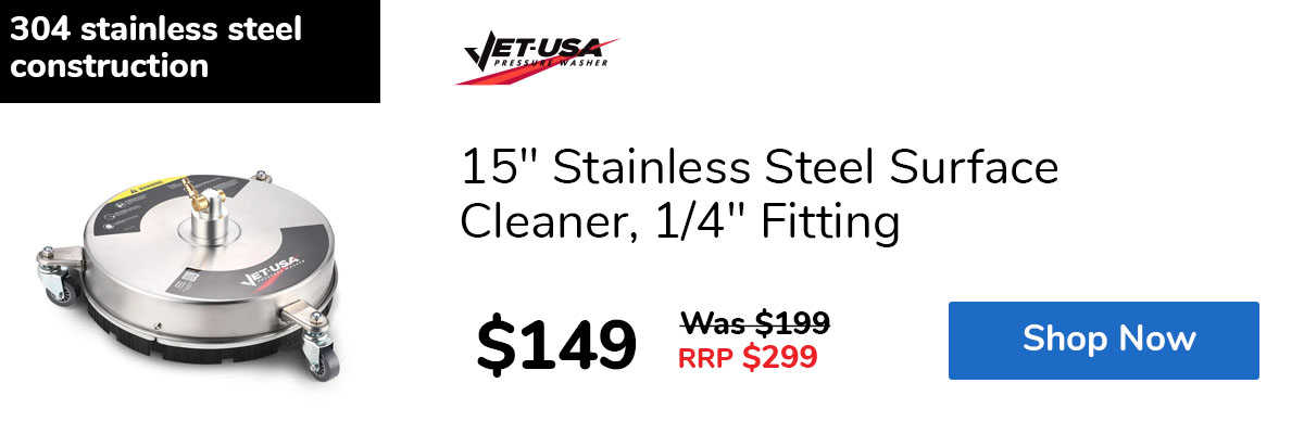 15" Stainless Steel Surface Cleaner, 1/4" Fitting
