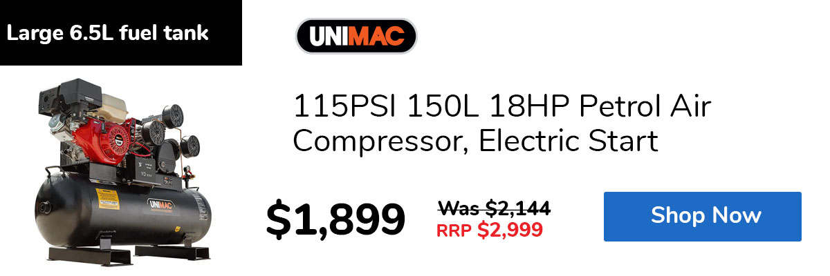 115PSI 150L 18HP Petrol Air Compressor, Electric Start