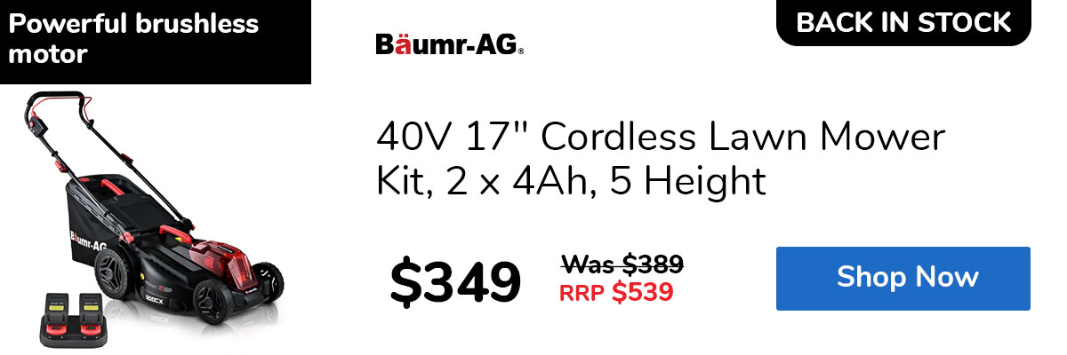 40V 17" Cordless Lawn Mower Kit, 2 x 4Ah, 5 Height
