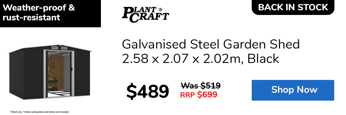 Galvanised Steel Garden Shed 2.58 x 2.07 x 2.02m, Black