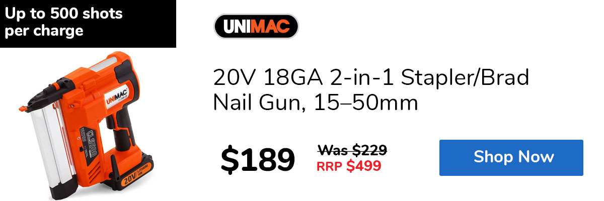 20V 18GA 2-in-1 Stapler/Brad Nail Gun, 15–50mm